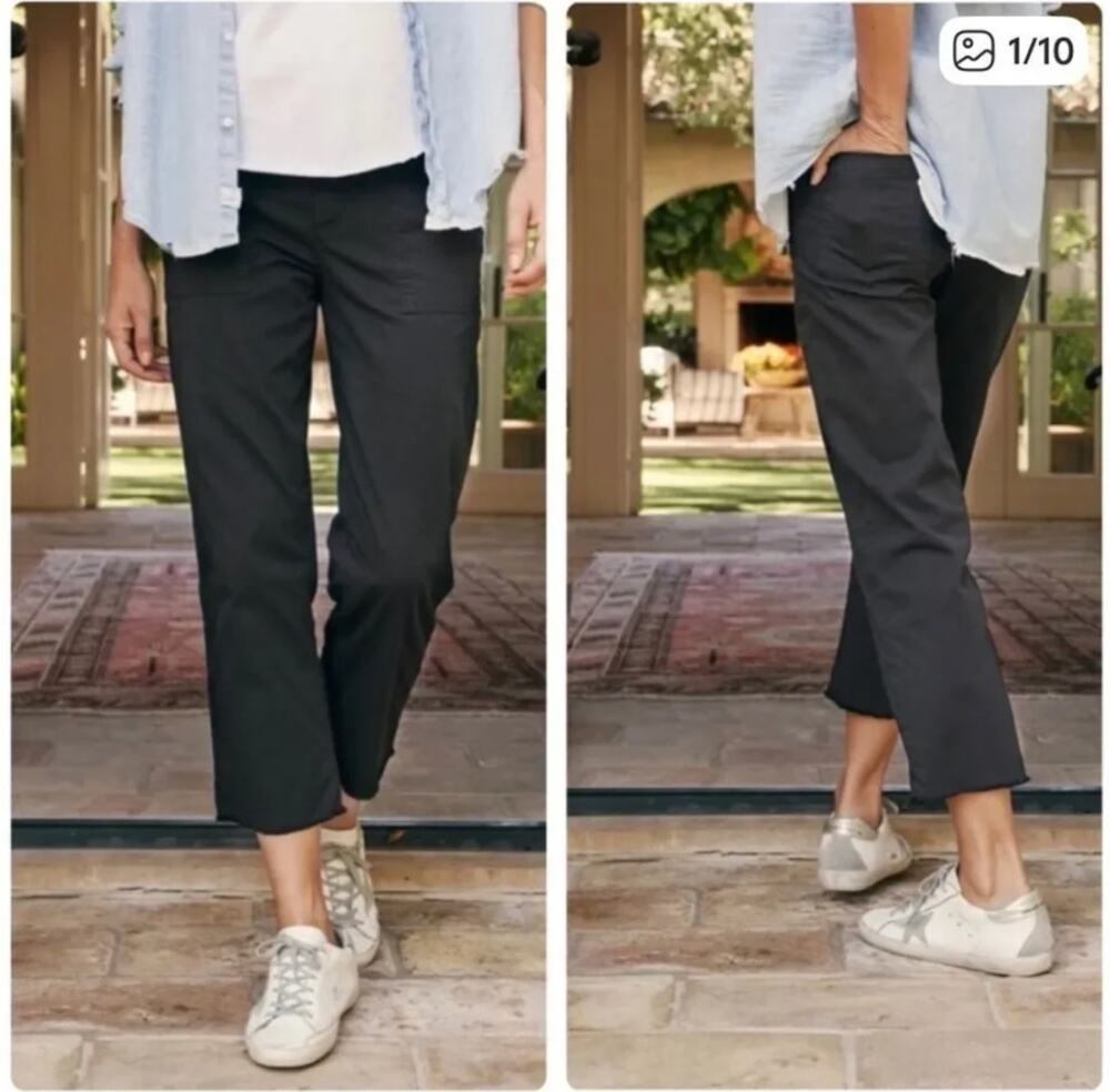 Frank & Eileen Blackstone Utility Pants Women's SZ 8 Black Cropped Straight Leg